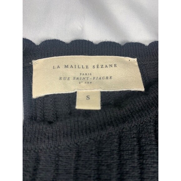 La Maille Sezane Sweater Dress Womens S Black Rib Knit Wool Blend Fit & Flare - Picture 2 of 10